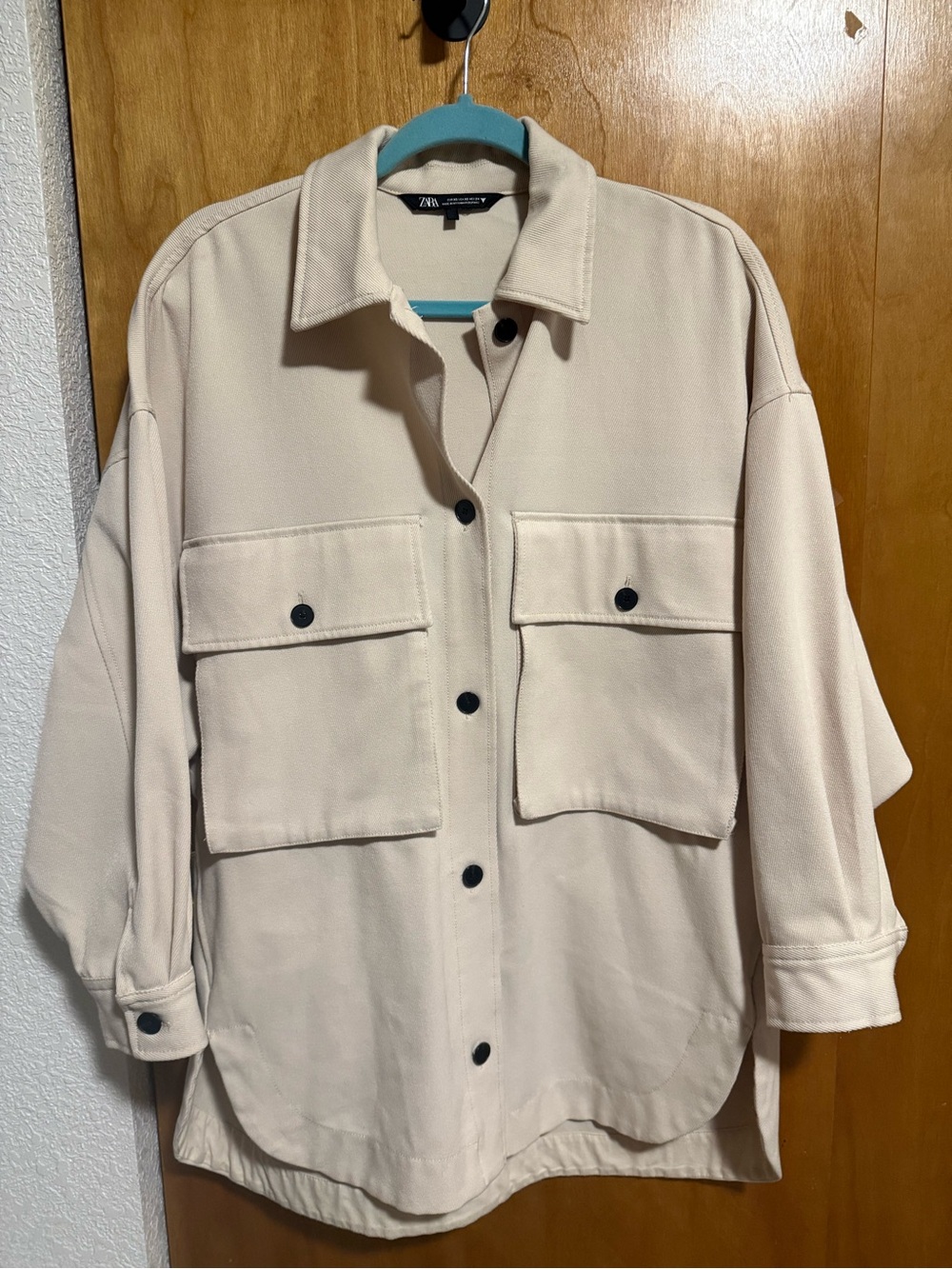 Zara Cream Utility Jacket with Black Buttons